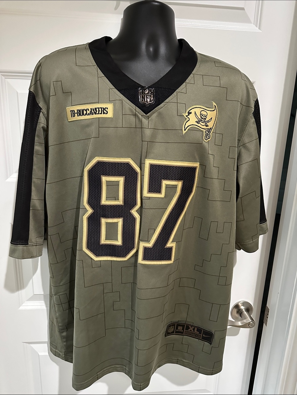 NFL Men’s #87 featuring Rob Gronkowski; Olive Green and Black Buccaneers Jersey